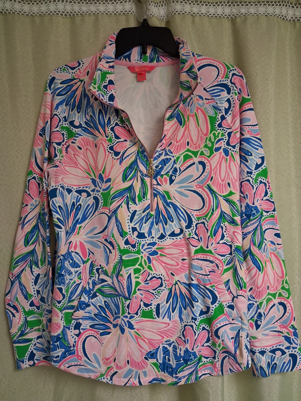 Lilly Pulitzer Floral Half-Zip Pullover - Pink, Blue & Green